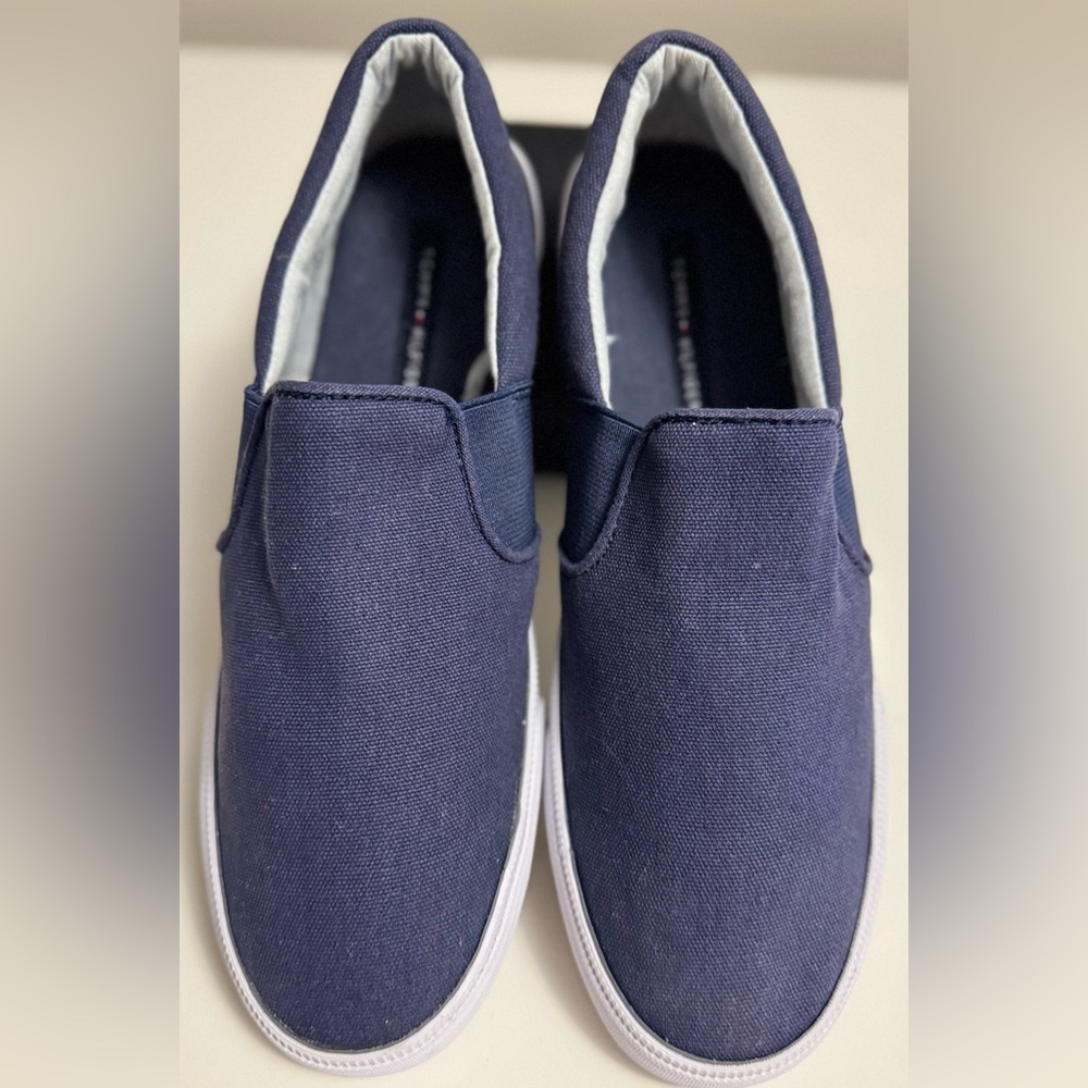 Tommy Hilfiger Blue Slip-On Loafers with White Sole